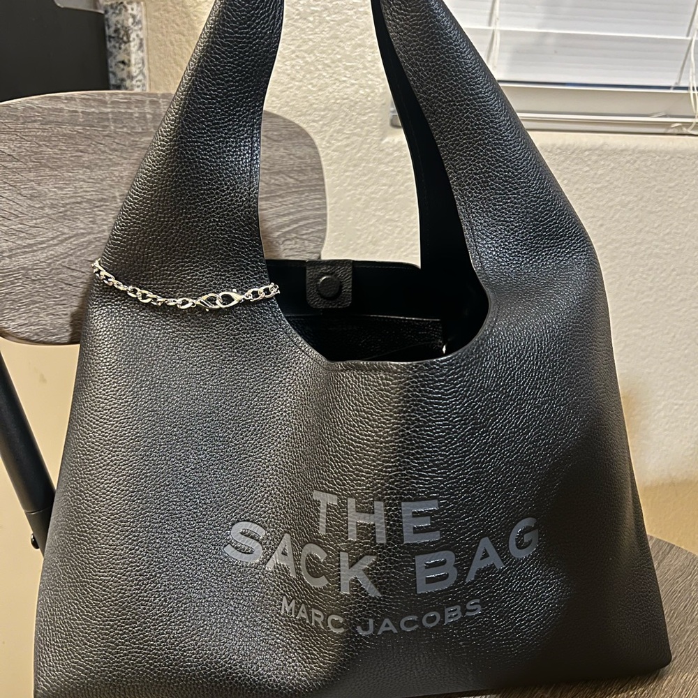 Marc Jacobs Black Sack Bag with Silver Chain